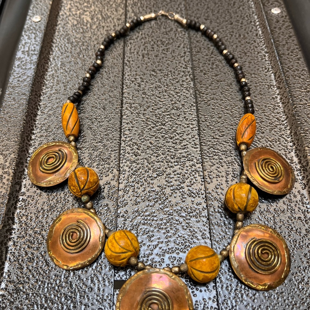 Handcrafted Yellow Brass Statement Necklace